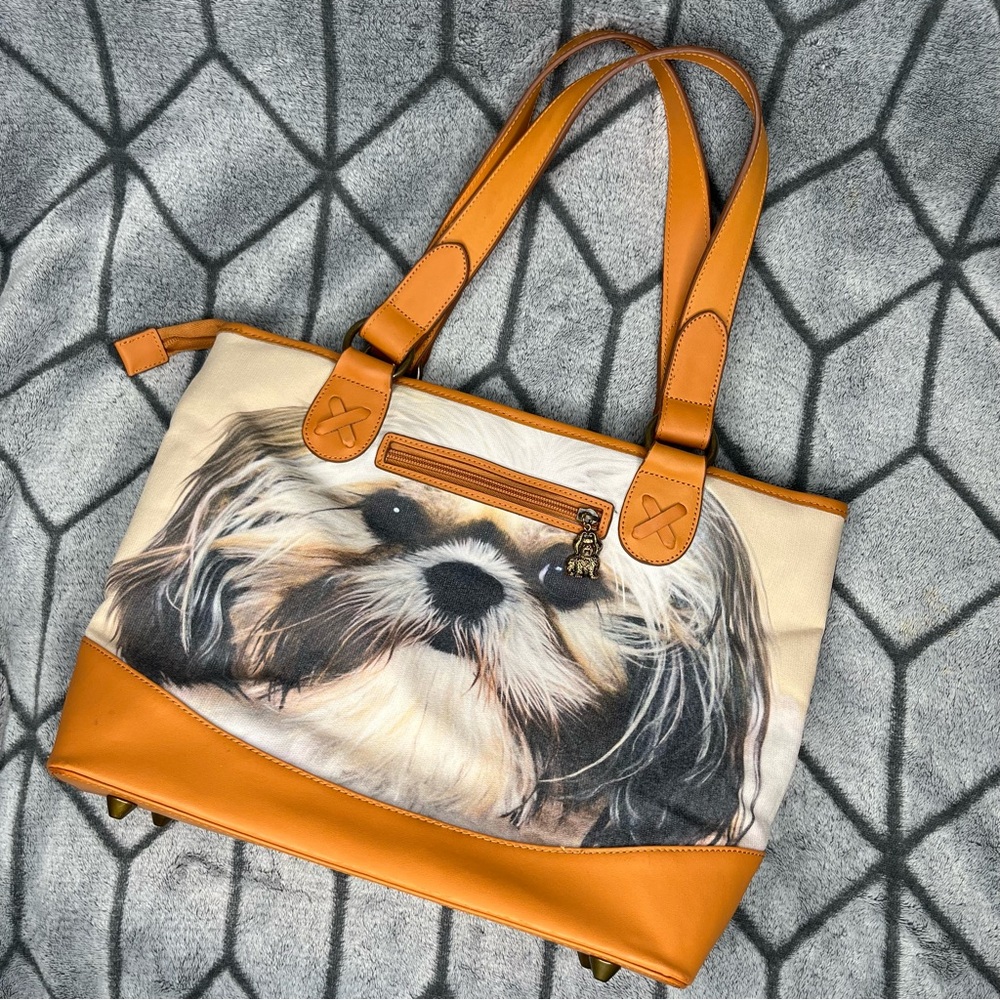 RARE Ardleigh Elliot Shih-Tzu Faithful Friends Dog Tote Handbag Purse NWOT C1
